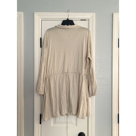 Free People Beach Matilda Mini Dress Small Natural Ivory Long Sleeve Linen NWT - Picture 5 of 6